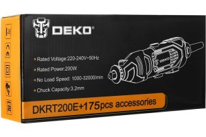 Гравер электрический с регулировкой скорости 200Вт DEKO DKRT200E + набор аксессуаров 175 шт 063-1416